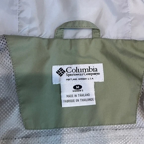 Columbia Women’s Light Green Front Zip Up Jacket Hooded Size Medium Windbreaker - Picture 9 of 12